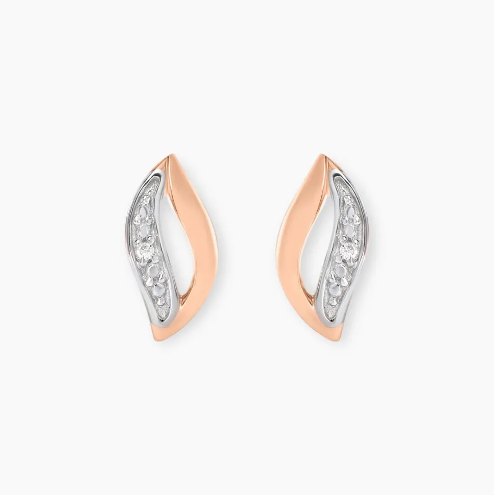 Boucles D'oreilles Puces Smeralda Or Rose Diamant