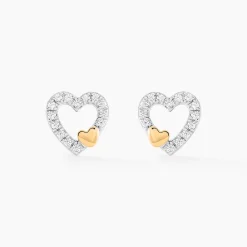 Boucles D'oreilles Puces Sorya Or Jaune Argent Blanc