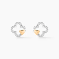 Boucles D'oreilles Puces Sorya Or Jaune Argent Blanc
