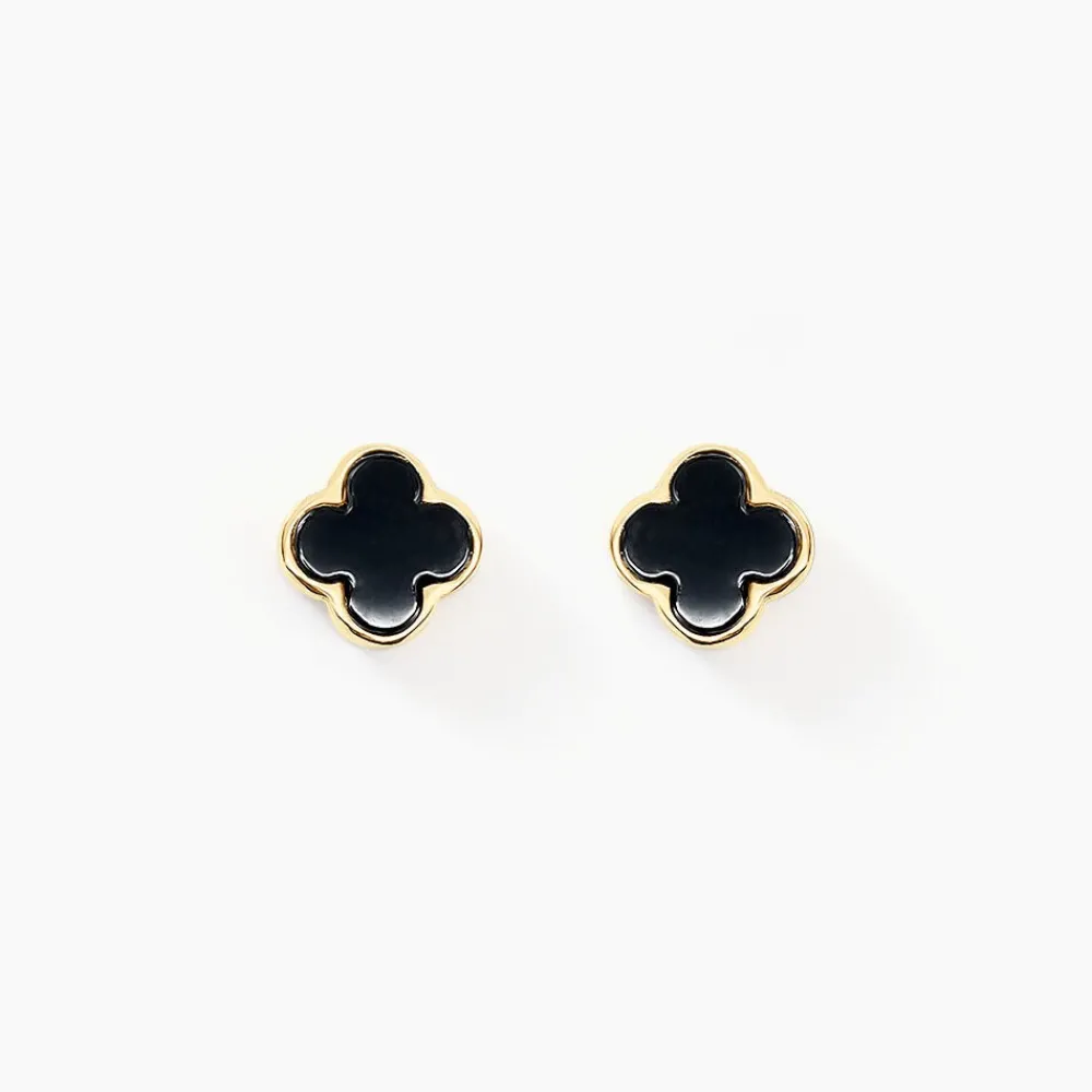 Marc Orian Idées Cadeaux Femme|Boucles D'Oreilles Or > Boucles D'oreilles Puces Stellya Or Jaune Onyx or jaune onyx noir