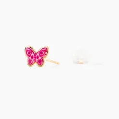 Boucles D'oreilles Puces Sulivia Papillon Or Jaune