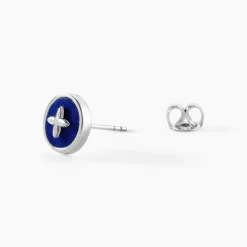 Marc Orian Boucles D'Oreilles Fleur|Boucles D'Oreilles Argent > Boucles D'Oreilles Puces Talismania Argent Blanc Lapis Lazuli