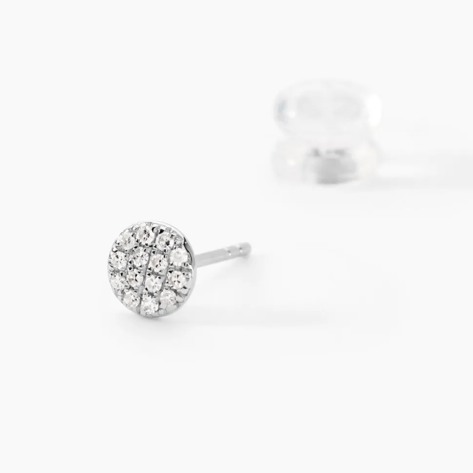 Boucles D'oreilles Puces Teani Or Blanc Diamant