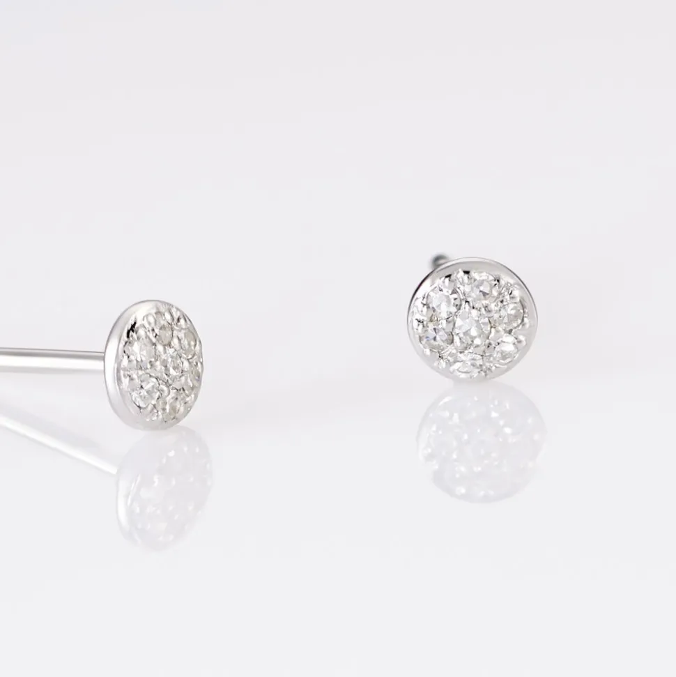 Boucles D'oreilles Puces Teani Or Blanc Diamant
