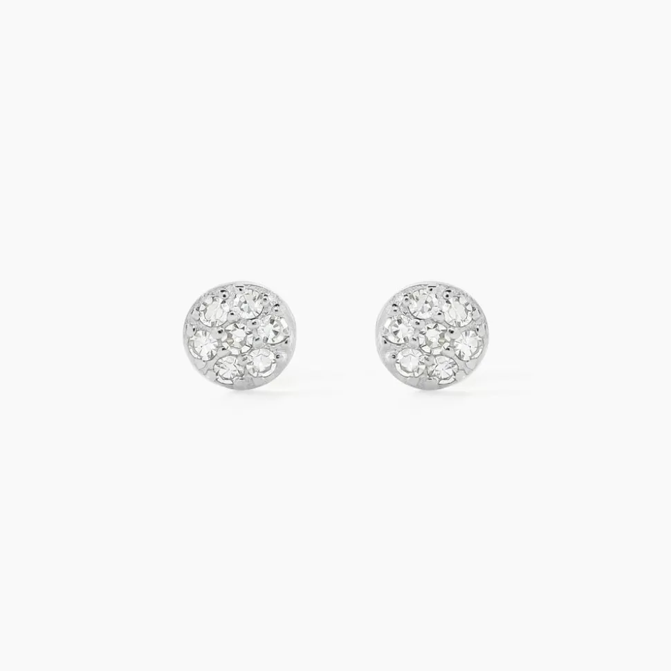 Boucles D'oreilles Puces Teani Or Blanc Diamant