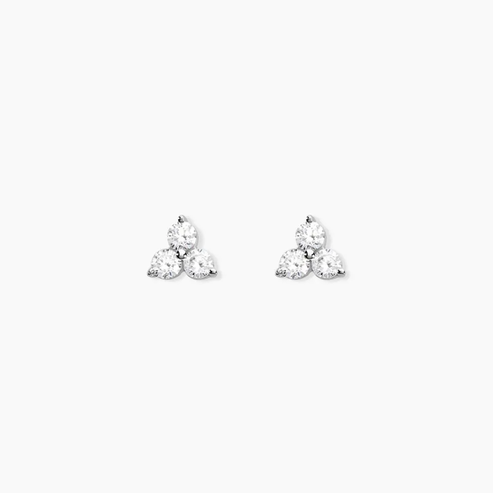 Marc Orian Bijoux Zirconium|Boucles D'Oreilles Fleur > Boucles D'oreilles Puces Thylane Argent Blanc Oxyde De Zirconium