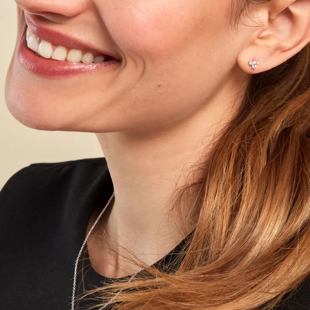 Marc Orian Bijoux Zirconium|Boucles D'Oreilles Fleur > Boucles D'oreilles Puces Thylane Argent Blanc Oxyde De Zirconium