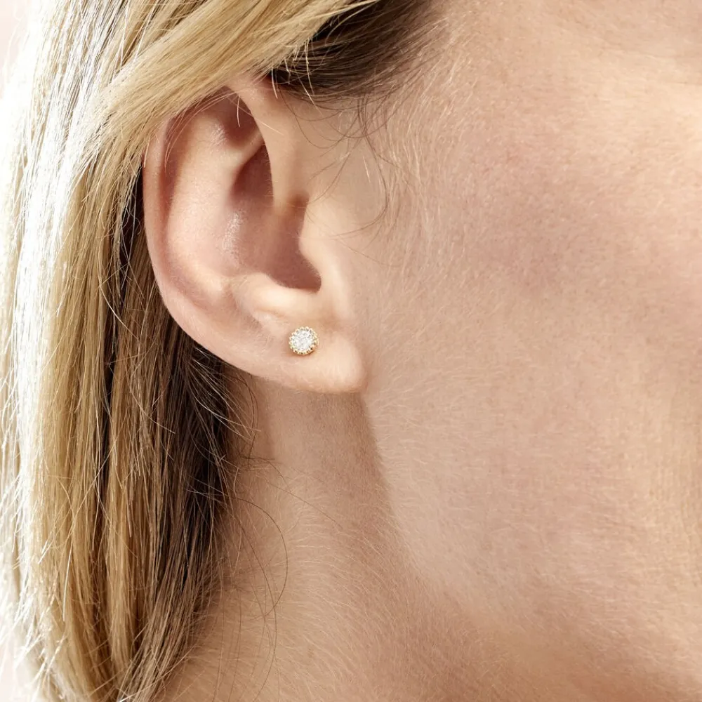 Marc Orian Parures De Mariage|Bijoux Diamant > Boucles D'oreilles Puces Vaina Or Jaune Diamant
