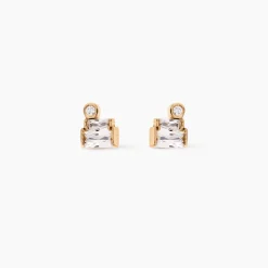 Boucles D'Oreilles Puces Valentyne Plaque Or Jaune Oxyde De Zirconium