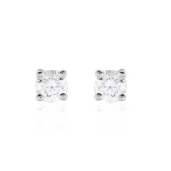 Boucles D'oreilles Puces Victoria Or Blanc Diamant