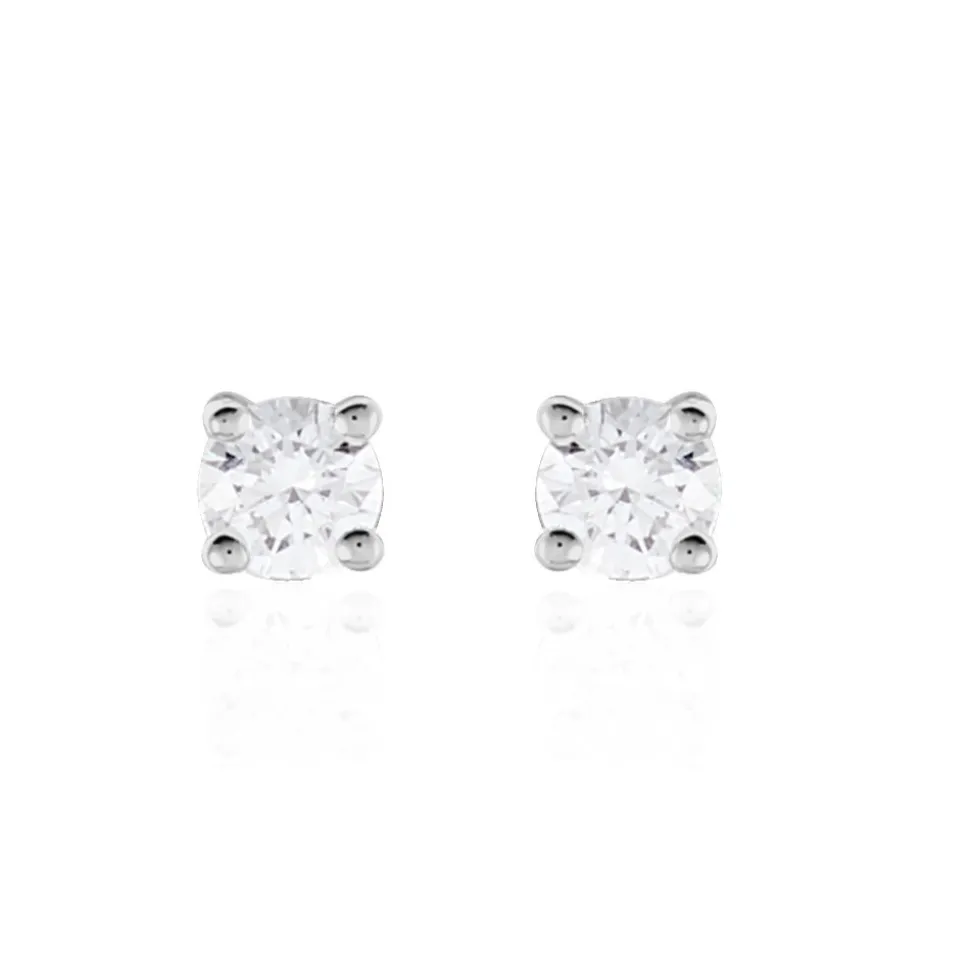 Boucles D'oreilles Puces Victoria Or Blanc Diamant