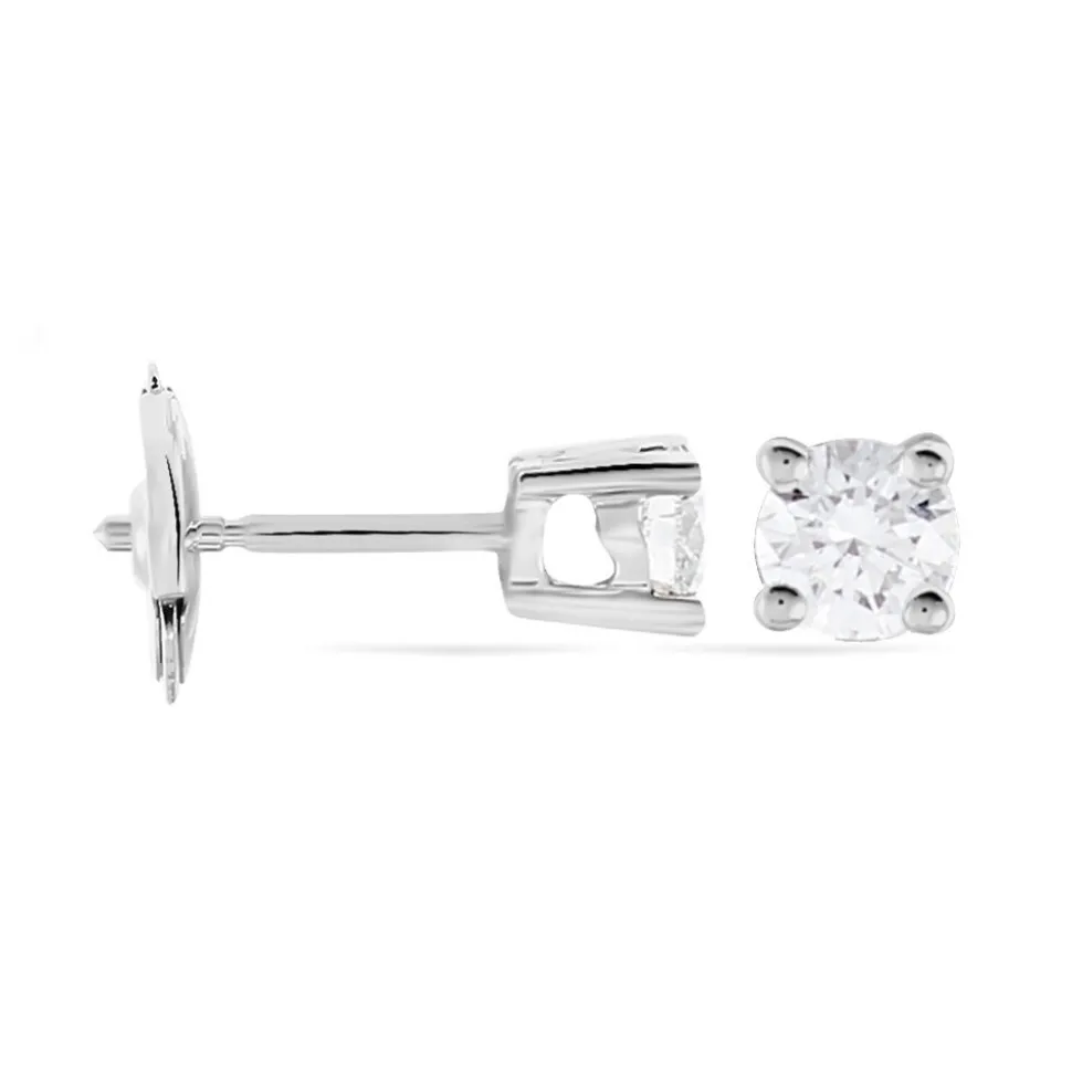 Boucles D'oreilles Puces Victoria Or Blanc Diamant