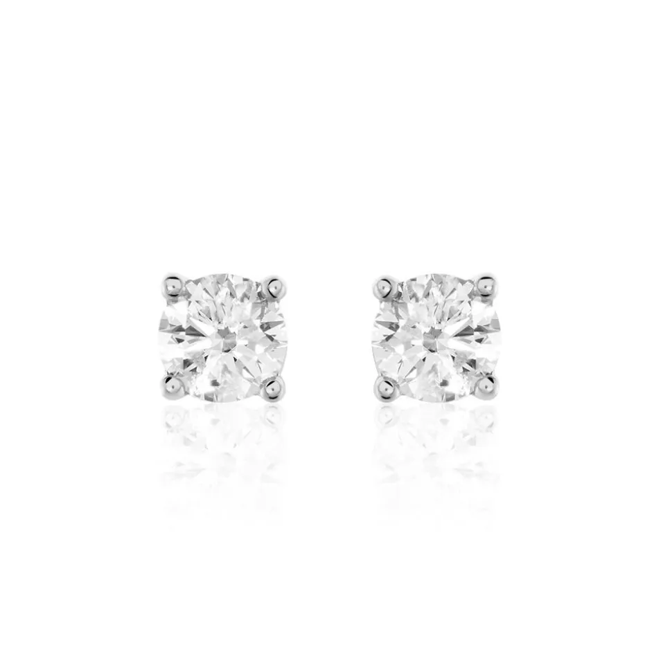 Boucles D'oreilles Puces Victoria Or Blanc Diamant
