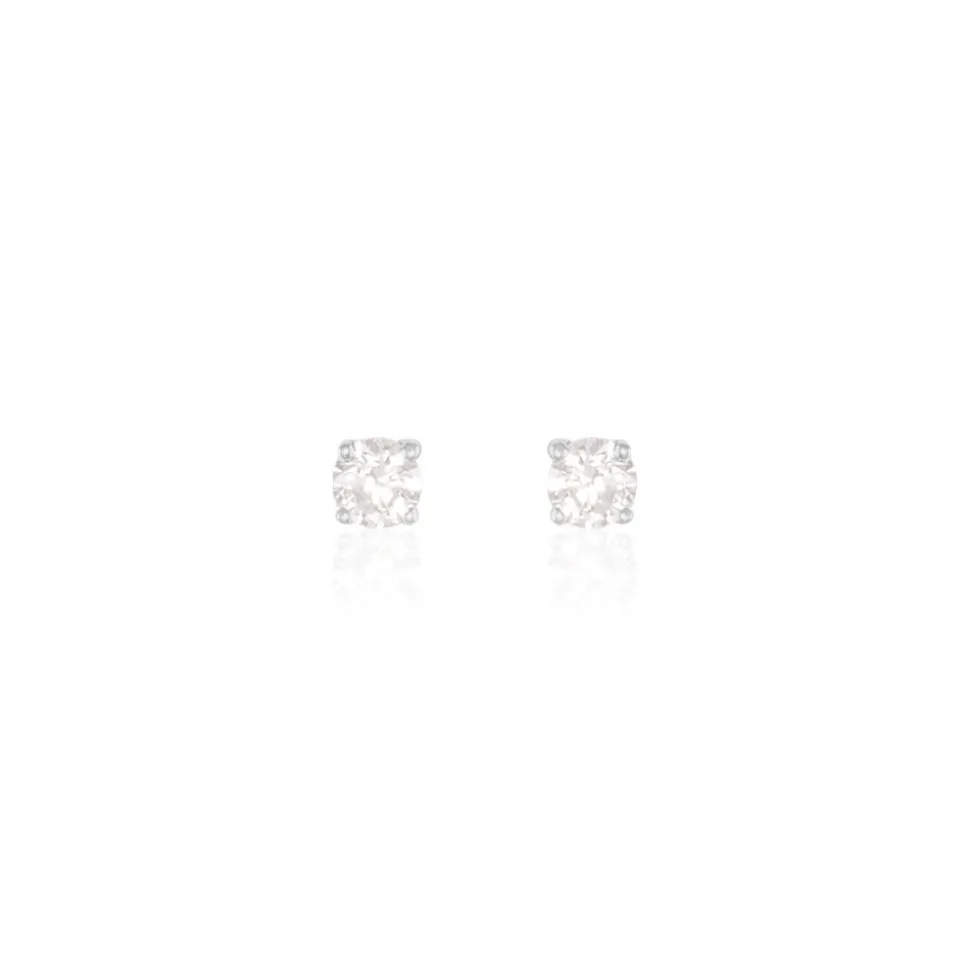 Boucles D'oreilles Puces Victoria Or Blanc Diamant