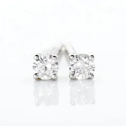 Boucles D'oreilles Puces Victoria Or Blanc Diamant