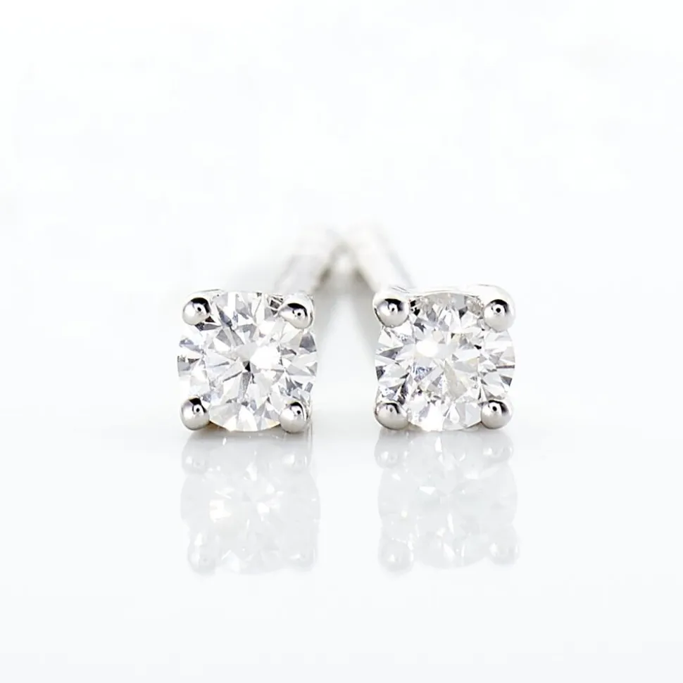 Boucles D'oreilles Puces Victoria Or Blanc Diamant