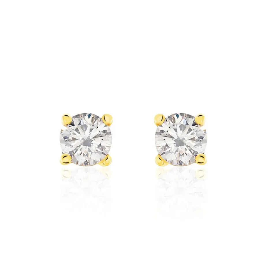 Boucles D'oreilles Puces Victoria Or Jaune Diamant