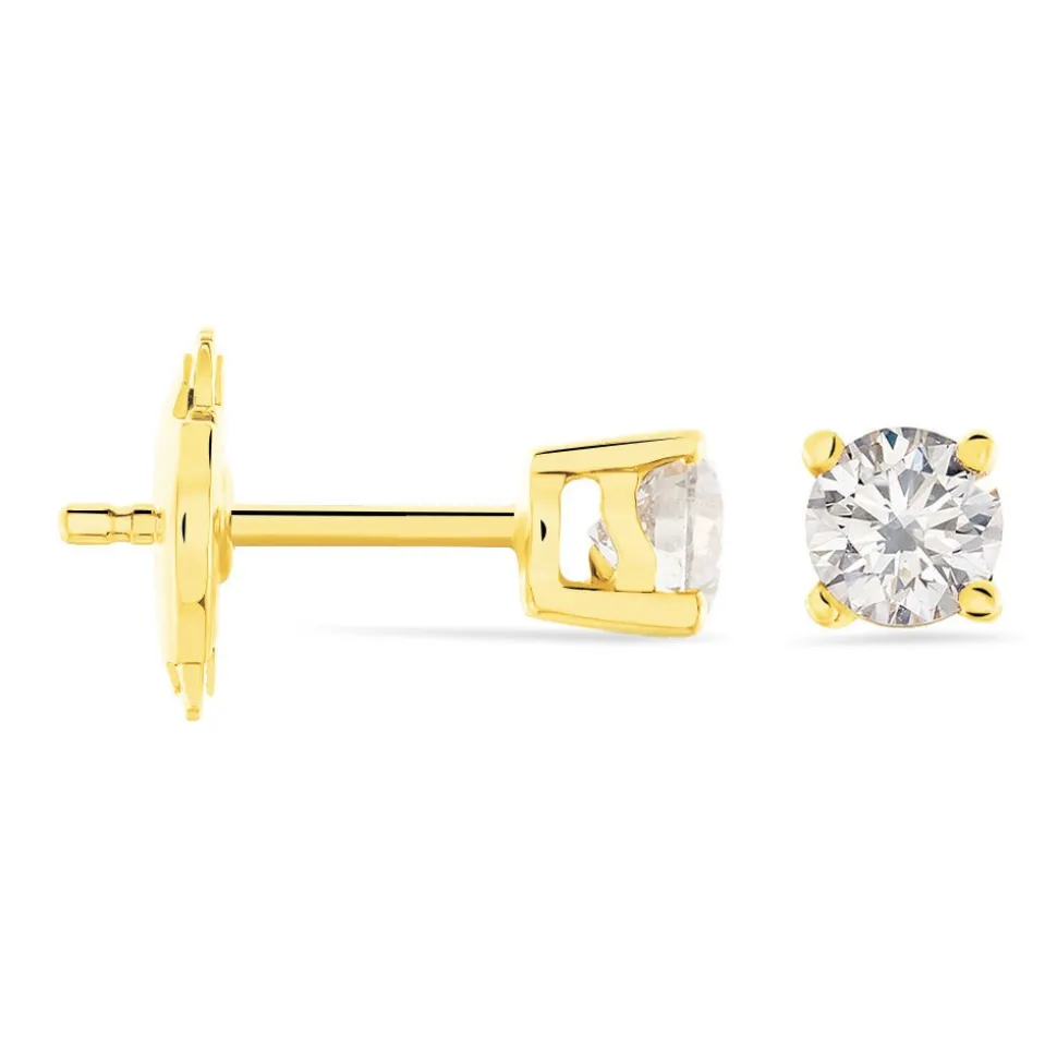 Boucles D'oreilles Puces Victoria Or Jaune Diamant