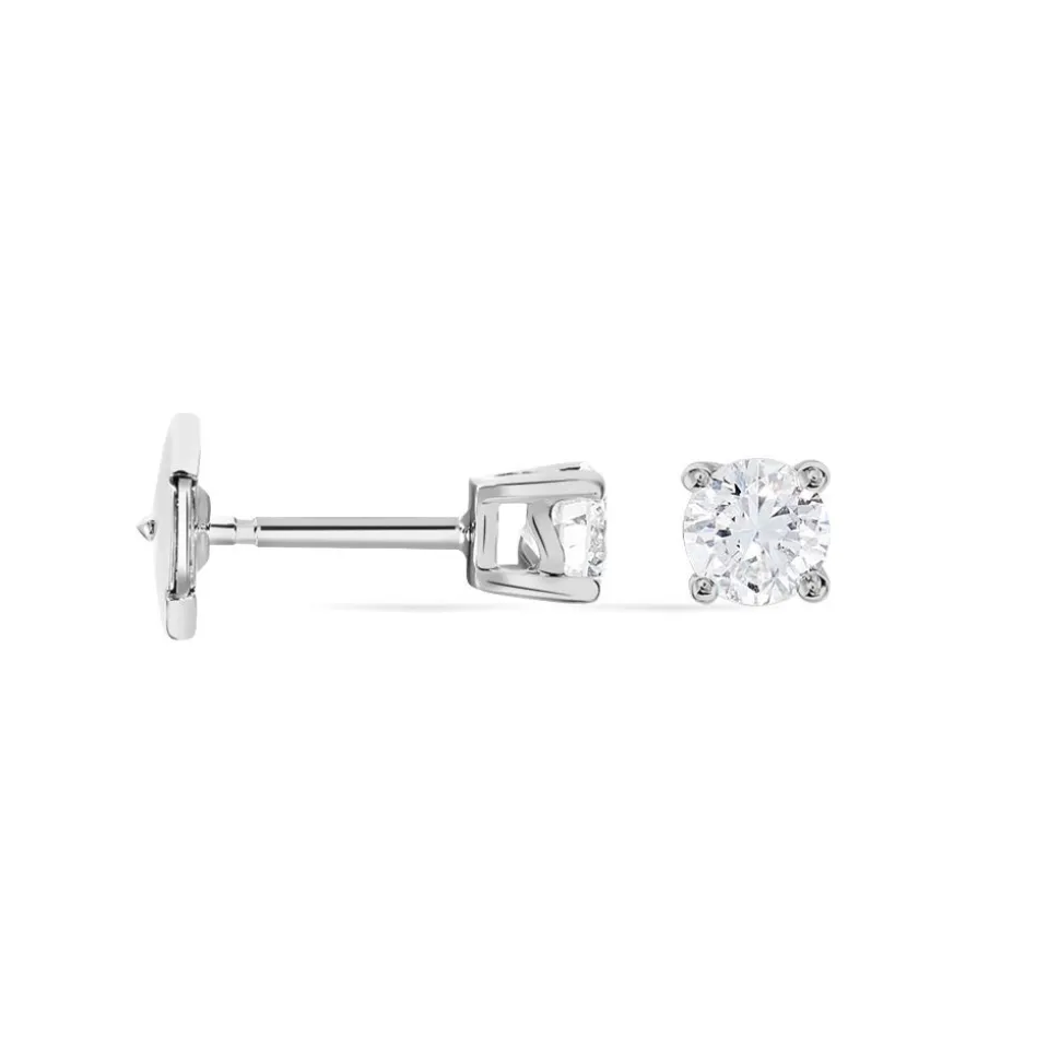 Boucles D'oreilles Puces Victoria Or Blanc Diamant