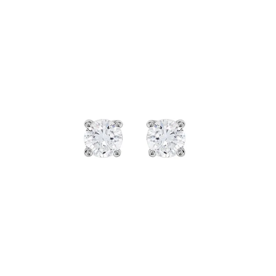 Boucles D'oreilles Puces Victoria Or Blanc Diamant