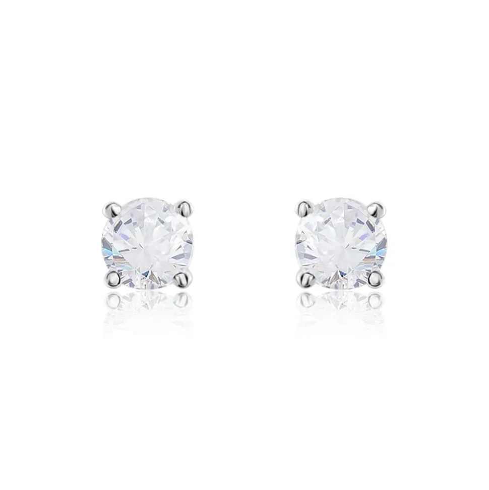 Boucles D'oreilles Puces Victoria Or Blanc Diamant