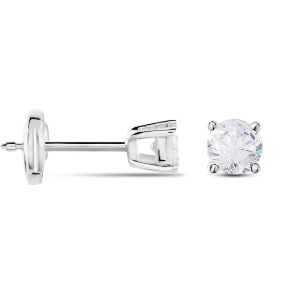 Boucles D'oreilles Puces Victoria Or Blanc Diamant