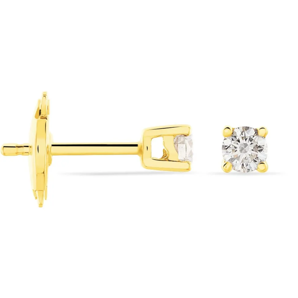 Boucles D'oreilles Puces Victoria Or Jaune Diamant