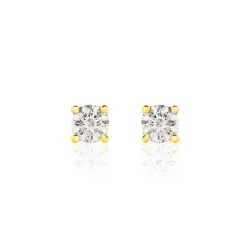 Boucles D'oreilles Puces Victoria Or Jaune Diamant