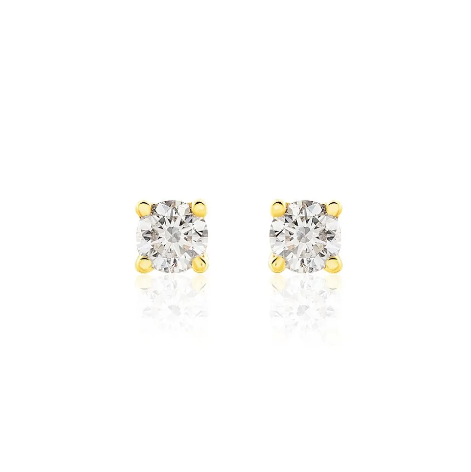 Boucles D'oreilles Puces Victoria Or Jaune Diamant