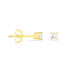 Boucles D'oreilles Puces Victoria Or Jaune Diamant