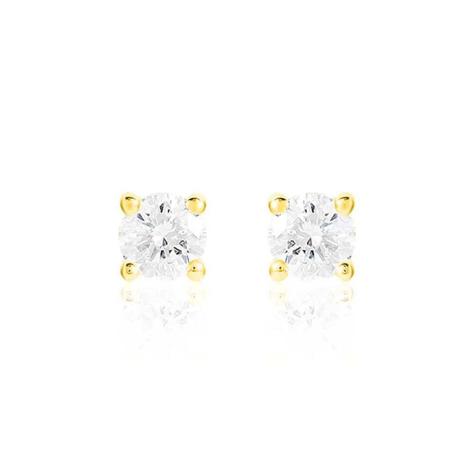 Boucles D'oreilles Puces Victoria Or Jaune Diamant