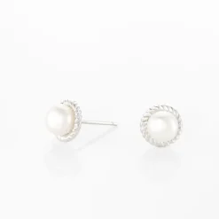Marc Orian Bijoux Perles|Boucles D'Oreilles Perle > Boucles D'oreilles Puces Vittorio Argent Blanc Perle De Culture