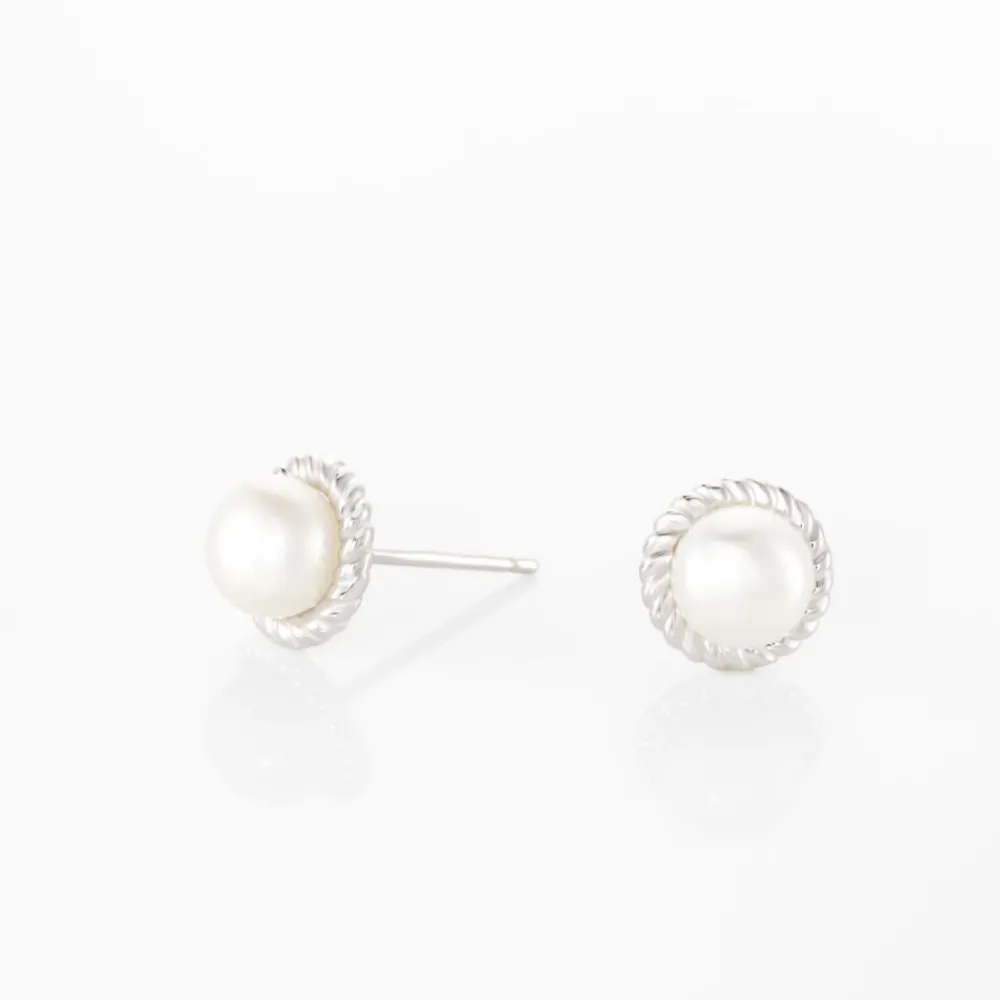 Marc Orian Bijoux Perles|Boucles D'Oreilles Perle > Boucles D'oreilles Puces Vittorio Argent Blanc Perle De Culture