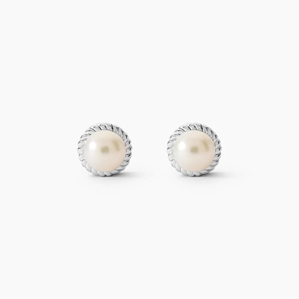 Marc Orian Bijoux Perles|Boucles D'Oreilles Perle > Boucles D'oreilles Puces Vittorio Argent Blanc Perle De Culture