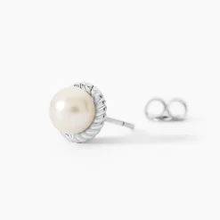Marc Orian Bijoux Perles|Boucles D'Oreilles Perle > Boucles D'oreilles Puces Vittorio Argent Blanc Perle De Culture