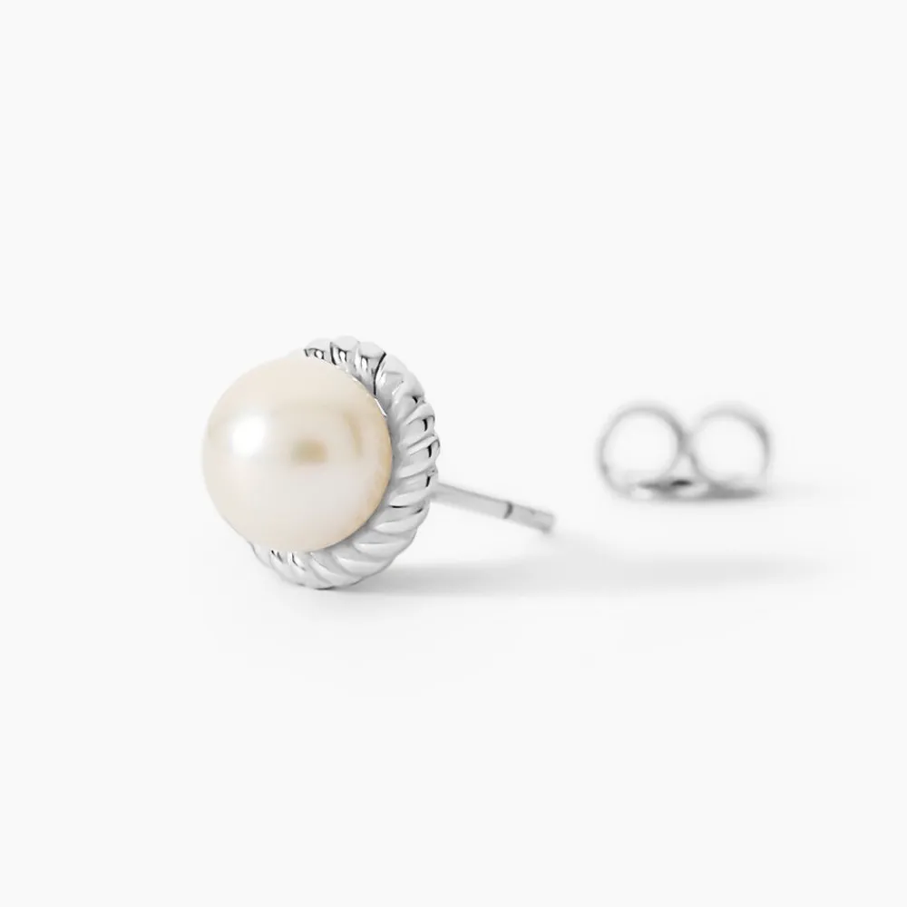 Marc Orian Bijoux Perles|Boucles D'Oreilles Perle > Boucles D'oreilles Puces Vittorio Argent Blanc Perle De Culture