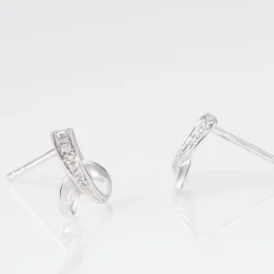 Boucles D'oreilles Puces Volute Or Blanc Diamant