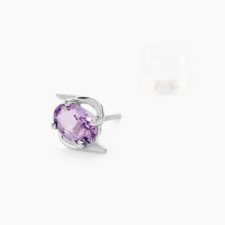 Marc Orian Cadeaux Mariage|Boucles D'Oreilles Améthyste > Boucles D'oreilles Puces Vrille Ovale Or Blanc Amethyste
