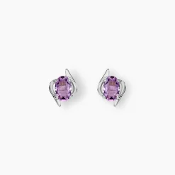 Marc Orian Cadeaux Mariage|Boucles D'Oreilles Améthyste > Boucles D'oreilles Puces Vrille Ovale Or Blanc Amethyste