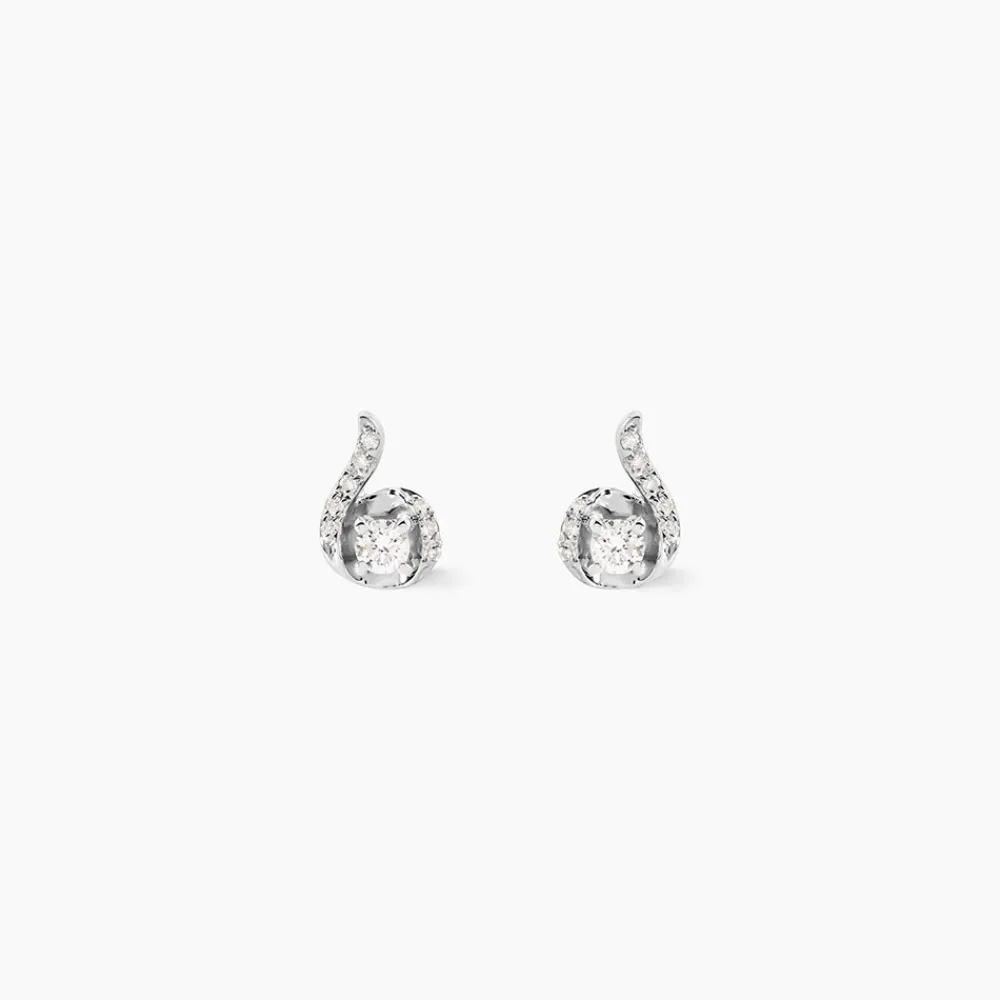 Marc Orian Anniversaire De Mariage|Bijoux Diamant > Boucles D'oreilles Puces Vrille Accompagnee Or Blanc Diamant