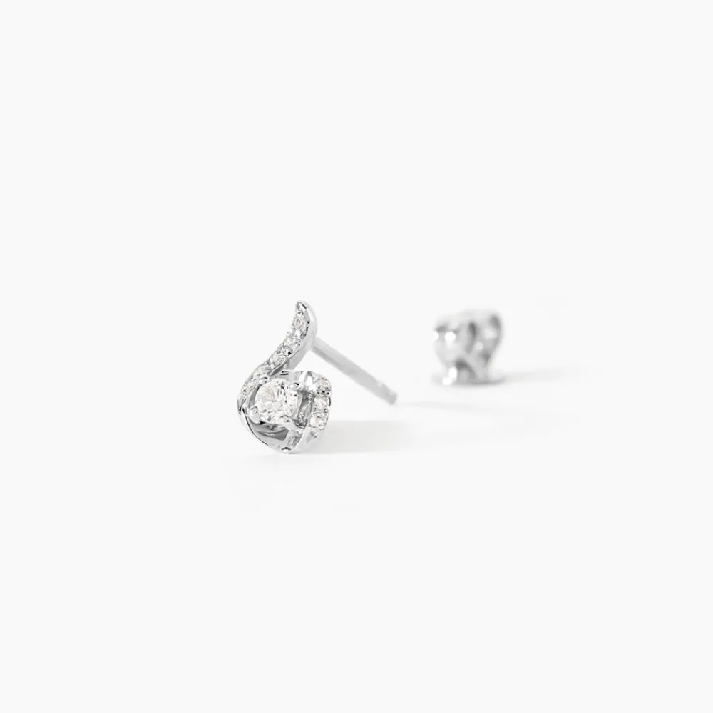 Marc Orian Anniversaire De Mariage|Bijoux Diamant > Boucles D'oreilles Puces Vrille Accompagnee Or Blanc Diamant