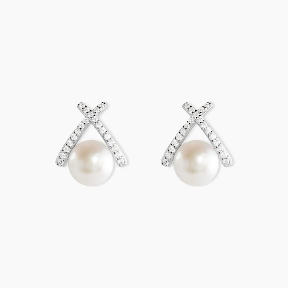 Marc Orian Bijoux Perles|Boucles D'Oreilles Perle > Boucles D'oreilles Puces Yacinthe Argent Perle De Culture Et Oxyde