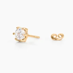 Boucles D'oreilles Puces Yléna Plaqué Or Jaune Oxyde De Zirconium