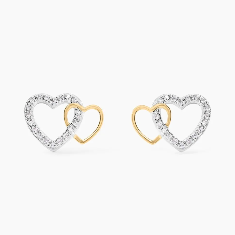 Boucles D'oreilles Puces Ysma Or Jaune Argent Blanc