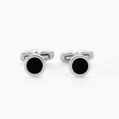 JOURDAN Bijoux Acier Inoxydable|Idées Cadeaux Homme > Boutons De Manchettes Athos Acier Argenté Onyx
