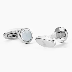 JOURDAN Bijoux Acier Inoxydable|Idées Cadeaux Homme > Boutons De Manchettes Athos Acier Argenté Nacre