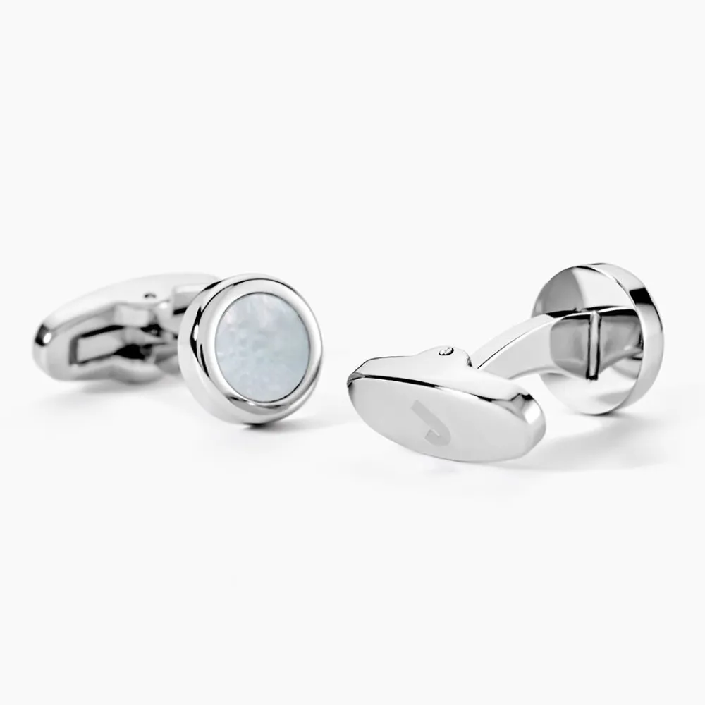 JOURDAN Bijoux Acier Inoxydable|Idées Cadeaux Homme > Boutons De Manchettes Athos Acier Argenté Nacre