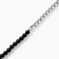 Marc Orian Bracelets Homme|Bracelets Acier Inoxydable > Bracelet Acier Blanc Christiano Onyx