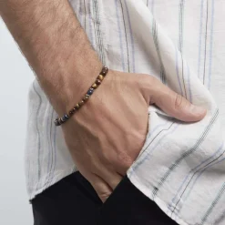 Marc Orian Bracelets Homme|Bracelets Quartz > Bracelet Acier Blanc Delfino œil De Tigre Sodalite