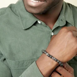 Marc Orian Bracelets Homme|Bracelets Acier Inoxydable > Bracelet Acier Blanc Hantz Pierre De Lave